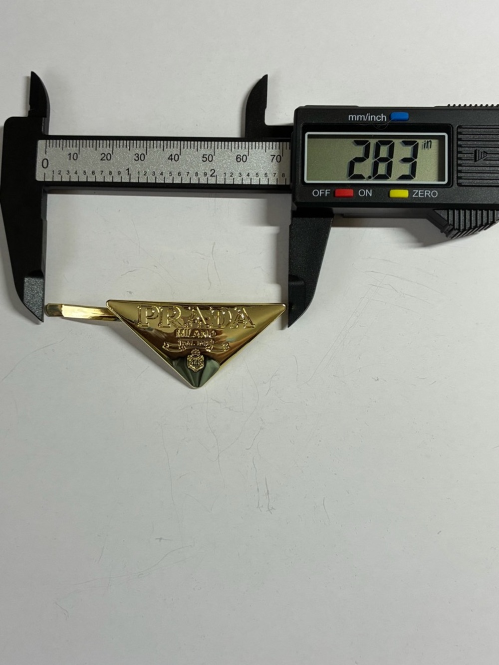 Prada Gold Triangle Logo Hair Clip - Picture 5 of 7
